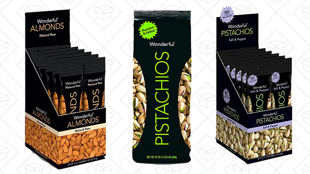 Wonderful Almonds | $13 | AmazonWonderful Pistachios, 24-ounce packs | $25 | AmazonWonderful Pistachios, Snack Packs, Salt & Pepper Flavor | $13 | Amazon